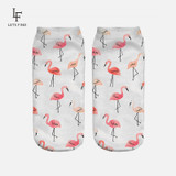 New 3D Print Casual Polyester Socks Flamingo Women Durable Socks Cute Low Cut Ankle Sock Cartoons Casual Type Teenager Socks
