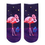 New 3D Print Casual Polyester Socks Flamingo Women Durable Socks Cute Low Cut Ankle Sock Cartoons Casual Type Teenager Socks