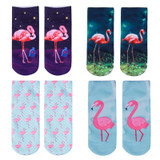 New 3D Print Casual Polyester Socks Flamingo Women Durable Socks Cute Low Cut Ankle Sock Cartoons Casual Type Teenager Socks