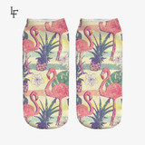 New 3D Print Casual Polyester Socks Flamingo Women Durable Socks Cute Low Cut Ankle Sock Cartoons Casual Type Teenager Socks