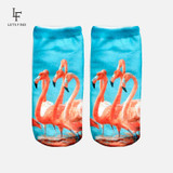 New 3D Print Casual Polyester Socks Flamingo Women Durable Socks Cute Low Cut Ankle Sock Cartoons Casual Type Teenager Socks