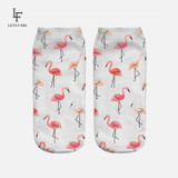 New 3D Print Casual Polyester Socks Flamingo Women Durable Socks Cute Low Cut Ankle Sock Cartoons Casual Type Teenager Socks