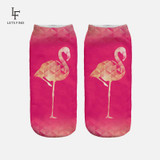New 3D Print Casual Polyester Socks Flamingo Women Durable Socks Cute Low Cut Ankle Sock Cartoons Casual Type Teenager Socks