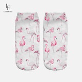 New 3D Print Casual Polyester Socks Flamingo Women Durable Socks Cute Low Cut Ankle Sock Cartoons Casual Type Teenager Socks