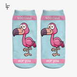 New 3D Print Casual Polyester Socks Flamingo Women Durable Socks Cute Low Cut Ankle Sock Cartoons Casual Type Teenager Socks