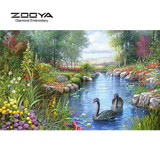 NEW 3D Diamond Painting Cross Stitch Swan Lake Crystal Needlework Diamond Embroidery Landscape Full Diamond Decorative BJ536