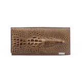 New 3D Crocodile Grain Women Long Wallets Genuine Leather Embossed Design Draw-out Type Female Wallet Clutch Purses Carteira