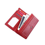 New 3D Crocodile Grain Women Long Wallets Genuine Leather Embossed Design Draw-out Type Female Wallet Clutch Purses Carteira