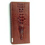 New 3D Crocodile Grain Women Long Wallets Genuine Leather Embossed Design Draw-out Type Female Wallet Clutch Purses Carteira