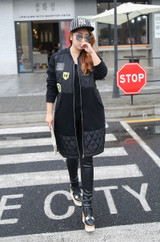 New 300 pounds of large size women wear winter Korean style long thin baseball uniform jacket 269
