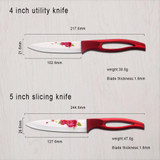 New 3, 4, 5, 6 Inch + Peeler + Knife Holder Ceramic Knife Set Red Flower White Blade + Red Handle Top Quality Kitchen Knives