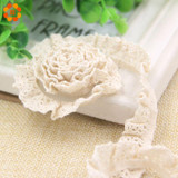 New 2Yard/Lot 15MM White And Beige Handmade Patchwork Cotton Material Elastic Lace For Home DIY Sewing Wedding Crafts Decoration