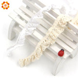 New 2Yard/Lot 15MM White And Beige Handmade Patchwork Cotton Material Elastic Lace For Home DIY Sewing Wedding Crafts Decoration