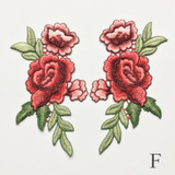 New 2pcs/Set Rose Applique Embroidery Flower Patches For Clothing Appliques Flores Bordadas Atacado Sewing Flower Patches
