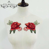 New 2pcs/Set Rose Applique Embroidery Flower Patches For Clothing Appliques Flores Bordadas Atacado Sewing Flower Patches