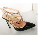 New 2107 Hot Women Pumps Ladies Sexy Pointed Toe High Heels Fashion Buckle Studded Stiletto High Heel Sandals Shoes Large Size