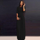 New 2018 Women Vintage Long Sleeve Long Dress Ladies Evening Party Long Maxi Dress