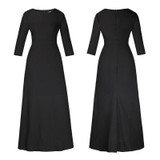 New 2018 Women Vintage Long Sleeve Long Dress Ladies Evening Party Long Maxi Dress