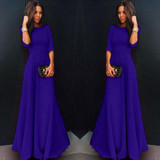 New 2018 Women Vintage Long Sleeve Long Dress Ladies Evening Party Long Maxi Dress