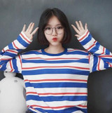 New 2018 Women Tops Autumn Female T Shirt Harajuku Shirts Striped Long Sleeve T-shirt Women Clothing Loose Kawaii BF Top Tees