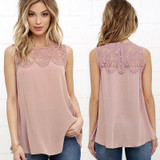 New 2018 Summer Office Women Shirts Chiffon Blouse Shirt Women Lace Up Sleeveless White Top Blouses Shirts Female Crochet Tops