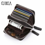 CUIKCA RFID Wallet Women Men Wallet Creative Wallet Double Zippers Mini Coin Slim Wallet Purse Accordion style ID&amp;Card Holders