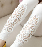 CUHAKCI Women Cotton Clothing Knitted Legin High Elastic Leggings Hollow Out Lace Diamond Legging Section Spring Autumn Trousers