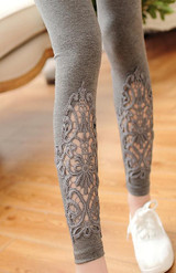 CUHAKCI Women Cotton Clothing Knitted Legin High Elastic Leggings Hollow Out Lace Diamond Legging Section Spring Autumn Trousers