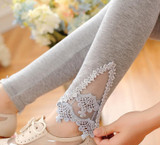 CUHAKCI Women Cotton Clothing Knitted Legin High Elastic Leggings Hollow Out Lace Diamond Legging Section Spring Autumn Trousers