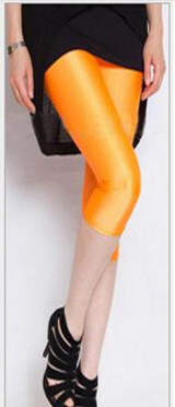 CUHAKCI Summer Casual Leggins Candy Neon Leggings Women High Stretched Sportswear Woman Legging Mid Calf 16 Colors