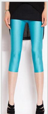 CUHAKCI Summer Casual Leggins Candy Neon Leggings Women High Stretched Sportswear Woman Legging Mid Calf 16 Colors