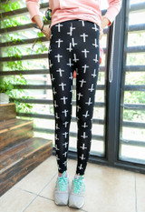 CUHAKCI 2017 Fashion Design Leggins Women Grid Leggings Floral Patterned Letter Print Leggins Female Cross Skull Stripe Leggings