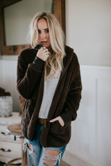 Cuddled Up + Cozy Fuzzy Jacket - Mocha