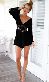 Cssayavi 2017 Summer Sexy Lace jumpsuit romper Women deep v neck overalls Casual hollow out spaghetti strap beach playsuit