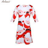 Christmas Dress For Gril New Children Baby Red Santa Claus Long Sleeves T-shirt Swing Party Dress Kids Vestido Infantil H20