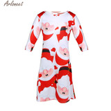 Christmas Dress For Gril New Children Baby Red Santa Claus Long Sleeves T-shirt Swing Party Dress Kids Vestido Infantil H20