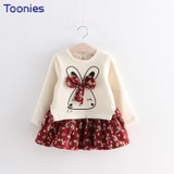 Christmas Dress for Girls 2017 Fashion Casaul Winter Children's Kid Clothing Long Sleeve Costumes Cartoon Splice Dresses Clothes