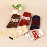 Christmas Deer Socks Women Mens Cartoon Design Casual Knit Wool Socks Winter Warm Shorts Funny Ankle Socks Meias Calcetines