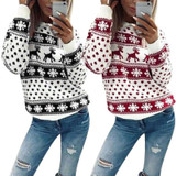 Christmas Deer Print Fleece Hoodies Women Ladies Winter Warm Jumper Snowflake Pullover Sweatshirts Cotton Tops Female Hoody