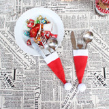 Christmas Decorative tableware Knife Fork Set Christmas Hat Storage Tool