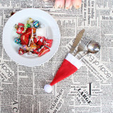 Christmas Decorative tableware Knife Fork Set Christmas Hat Storage Tool