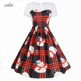 Christmas Carriage Printed Vintage Dress Women 2017 Snowman Printed Christmas Party Dress Fashion Christmas Elk Dress Vestidos