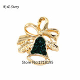 Christmas Bell Gold Plating Crystal Snap 18mm Metal Snap Button Jewelry Fashion 2017