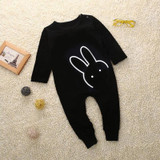 Christmas Baby 2018 Autumn Newborn Baby Clothes Rabbit Long Sleeve Baby Boy Girl Clothes Black Rompers Body Clothes Newborn