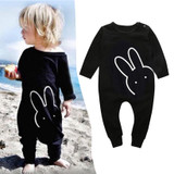 Christmas Baby 2018 Autumn Newborn Baby Clothes Rabbit Long Sleeve Baby Boy Girl Clothes Black Rompers Body Clothes Newborn