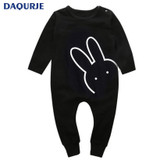 Christmas Baby 2018 Autumn Newborn Baby Clothes Rabbit Long Sleeve Baby Boy Girl Clothes Black Rompers Body Clothes Newborn