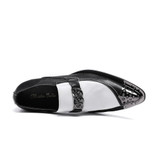 Christia Bella Men's Flats Fashion Brand Designer Dress Shoes Black and White Chain Casual Shoes for Men Wedding and Party Shoes