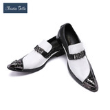 Christia Bella Men's Flats Fashion Brand Designer Dress Shoes Black and White Chain Casual Shoes for Men Wedding and Party Shoes