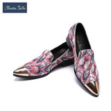 Christia Bella Men's Fashion Colorful Design Loafers Shoes Men Genuine Leather Nightclub Party Shoes Christmas Gifts Men's Flats