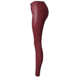 ChoosyVirgo plus size High waisted wine red Motorcycle Biker jeans women skinny PU pants fashion slim trousers